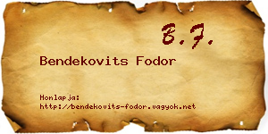 Bendekovits Fodor névjegykártya